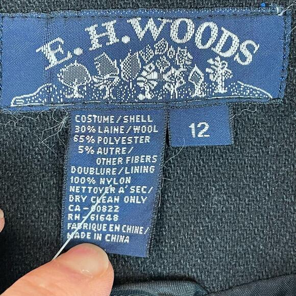 Vintage E. H. Woods 80s wool blend black velvet bow blazer - Picture 5 of 6